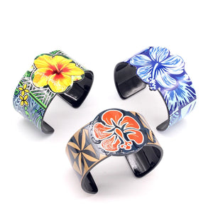 Boho Ethnic Flower Bangle Cuff Bracelet Acrylic Retro Plant Op