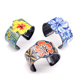Boho Ethnic Flower Bangle Cuff Bracelet Acrylic Retro Plant Op