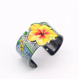 Boho Ethnic Flower Bangle Cuff Bracelet Acrylic Retro Plant Op