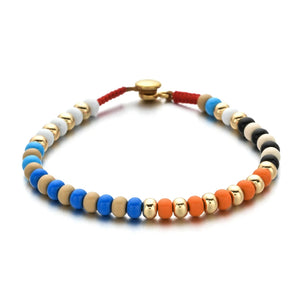 Boho Ethnic Rainbow Enamel Metal Tile Beads Bracelet Stretch