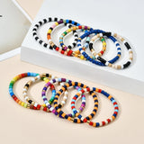 Boho Ethnic Rainbow Enamel Metal Tile Beads Bracelet Stretch