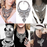 Boho Ethnic Statement Choker Necklace Vintage Maxi Multilayer Pendant Women