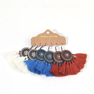 Boho Tassel Dangle Drop Earrings Bundle Set