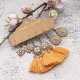 Boho Tassel Dangle Drop Earrings Bundle Set