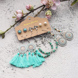 Boho Tassel Dangle Drop Earrings Bundle Set