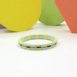 Ethnic Painted Oil Bracelet Hand Beaded Macarons Mixed Colorblock Enamel Charm