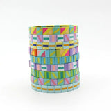 Ethnic Painted Oil Bracelet Hand Beaded Macarons Mixed Colorblock Enamel Charm