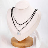 Boho Evil Eye Necklace Crystal Beads Eye Collar Pendant Long Chain