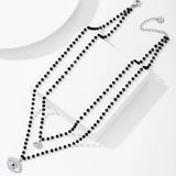 Boho Evil Eye Necklace Crystal Beads Eye Collar Pendant Long Chain
