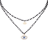 Boho Evil Eye Necklace Crystal Beads Eye Collar Pendant Long Chain