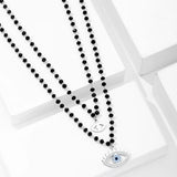 Boho Evil Eye Necklace Crystal Beads Eye Collar Pendant Long Chain