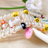 Boho Evil Eye Smile Pearl Beaded Necklace For Women