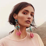 Boho Exaggerated Earrings Women's Insect Tassel Jewelry