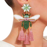 Boho Exaggerated Earrings Women's Insect Tassel Jewelry