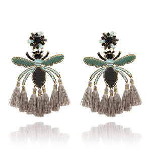 Boho Winding Insects Tassel Earrings Jewelry