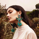 Boho Winding Insects Tassel Earrings Jewelry