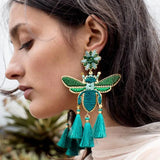 Boho Winding Insects Tassel Earrings Jewelry