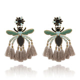 Boho Winding Insects Tassel Earrings Jewelry