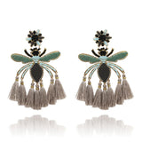 Boho Winding Insects Tassel Earrings Jewelry