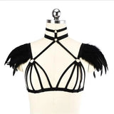 Boho Feather Shoulder Chain Elastic Breast Chain Jewelry