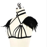 Boho Feather Shoulder Chain Elastic Breast Chain Jewelry