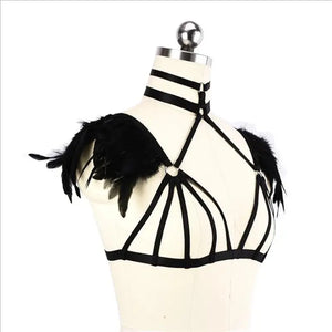 Boho Feather Shoulder Chain Elastic Breast Chain Jewelry
