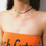 Boho Colorful Choker Necklace Polymer Clay Women Beach Jewelry