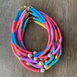 Boho Colorful Choker Necklace Polymer Clay Women Beach Jewelry