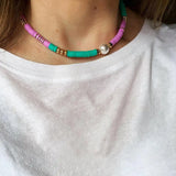 Boho Colorful Choker Necklace Polymer Clay Women Beach Jewelry