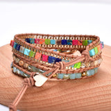 Boho Stone Leather Wrap Bracelets Chakra Bohemian Friendship Jewelry