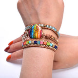 Boho Stone Leather Wrap Bracelets Chakra Bohemian Friendship Jewelry