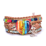 Boho Stone Leather Wrap Bracelets Chakra Bohemian Friendship Jewelry