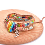 Boho Stone Leather Wrap Bracelets Chakra Bohemian Friendship Jewelry