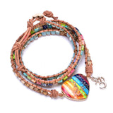 Boho Stone Leather Wrap Bracelets Chakra Bohemian Friendship Jewelry