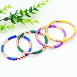 Boho Enamel Bracelet Rainbow Candy DIY Tube Cuff Bangle