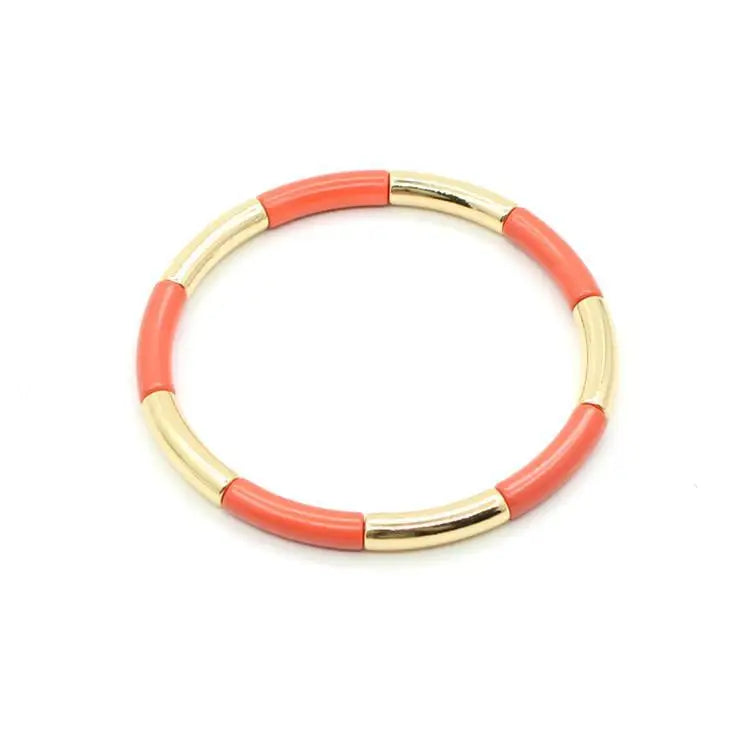 Boho Enamel Bracelet Rainbow Candy DIY Tube Cuff Bangle