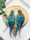 Boho Feather Earrings Blue Stone Drop Earrings
