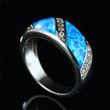 Boho Fire Opal Stone Ring Silver Wedding Rings For Women