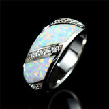 Boho Fire Opal Stone Ring Silver Wedding Rings For Women