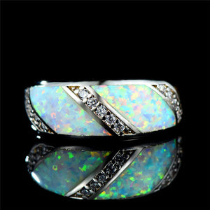 Boho Fire Opal Stone Ring Silver Wedding Rings For Women