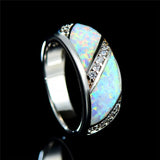 Boho Fire Opal Stone Ring Silver Wedding Rings For Women