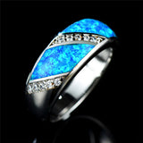 Boho Fire Opal Stone Ring Silver Wedding Rings For Women