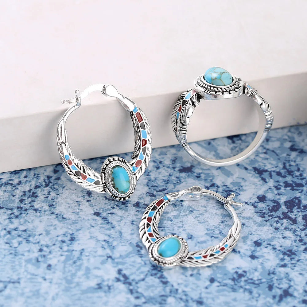 Boho Opal Earrings Wedding Jewelry for Women