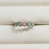 Boho Opal Stone Ring Silver Heart Engagement Ring Vintage Wedding Rings Women