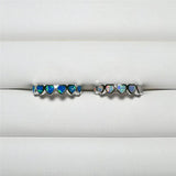Boho Opal Stone Ring Silver Heart Engagement Ring Vintage Wedding Rings Women