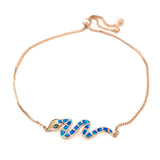 Boho Small Snake Bracelet Opal Stone Rose Silver Chain Bracelet