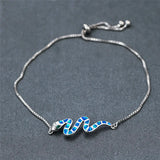 Boho Small Snake Bracelet Opal Stone Rose Silver Chain Bracelet