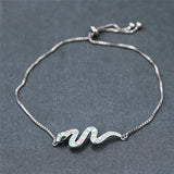 Boho Small Snake Bracelet Opal Stone Rose Silver Chain Bracelet