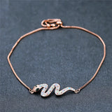 Boho Small Snake Bracelet Opal Stone Rose Silver Chain Bracelet