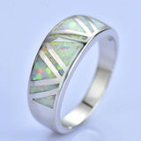 Boho Fire Opal Stone Ring Silver Wedding Jewelry